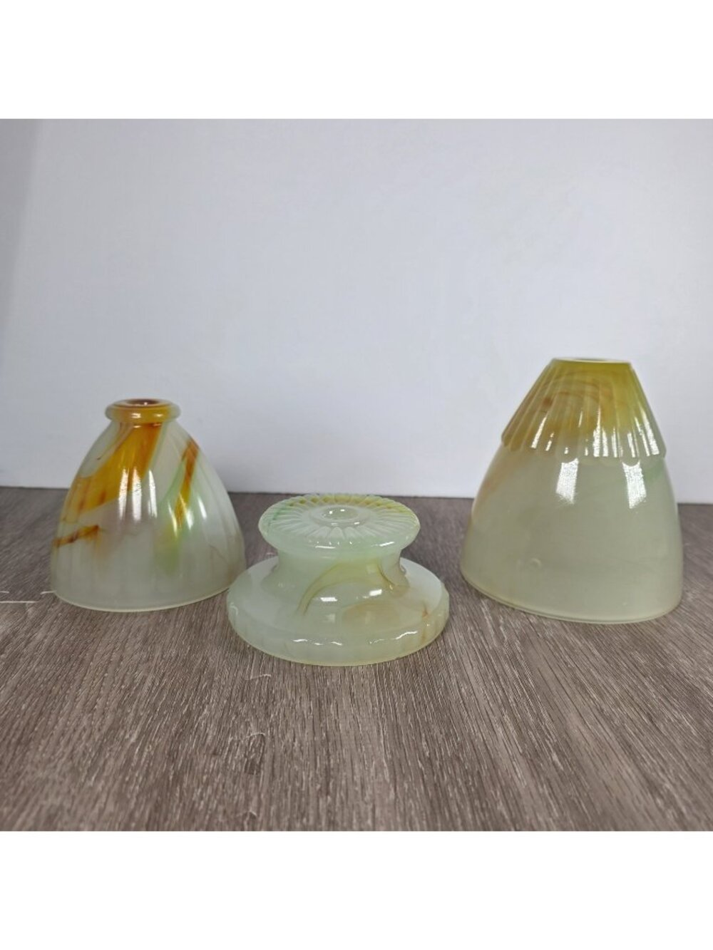 Art Deco Akro Agate Glass Slag Glass Lamp Smoke Stand Cadmium Glow Parts